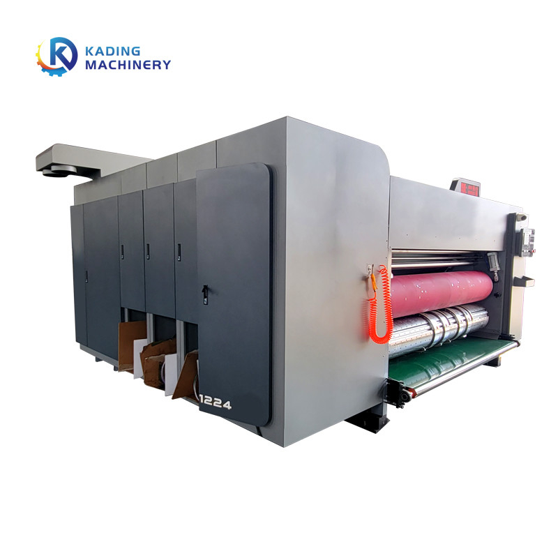 Máquina que corta con tintas de la caja completamente automática del cartón equipada del dispositivo de la parada de emergencia y del amortiguador ajustado eléctrico del yunque