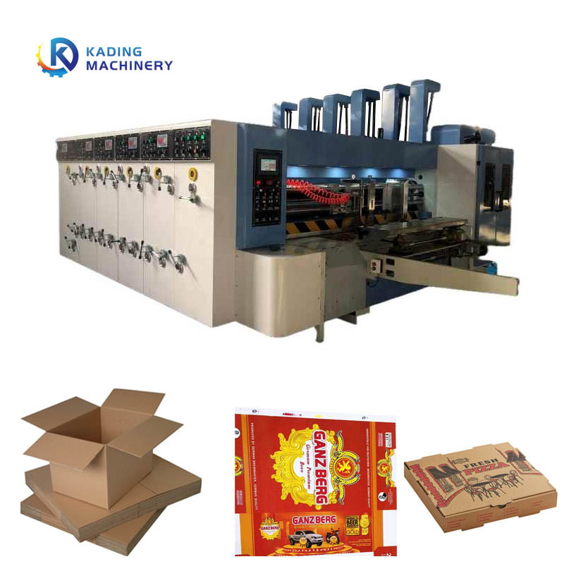 Máquina de impresión de cajas de cartón multicolor de alimentación automática con apilador