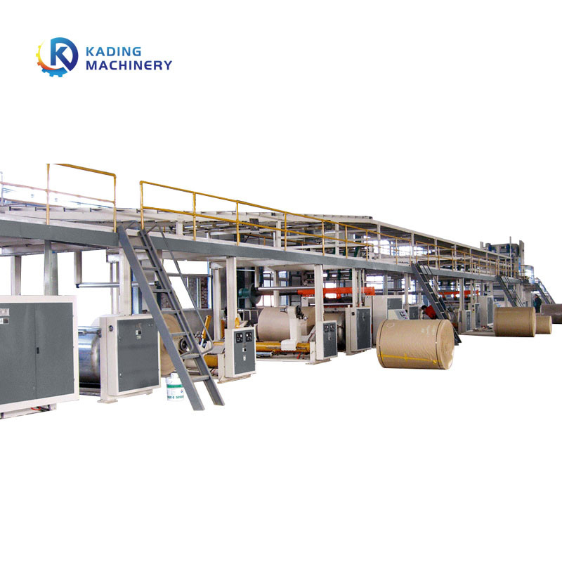 3 / 5 / 7 Línea de producción de tablero corrugado de capas con soporte de rodillo de bobina impulsado hidráulico