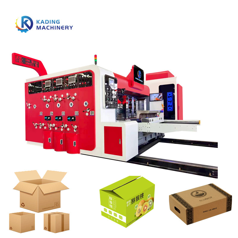 Máquina de impresión de cajas onduladas de alimentación de vanguardia con corte por matrices rotativas